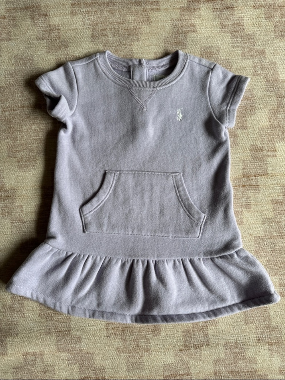 Ralph Lauren Lavender Baby Girls Short Sleeve Fleece Sweatshirt Dress size 6M